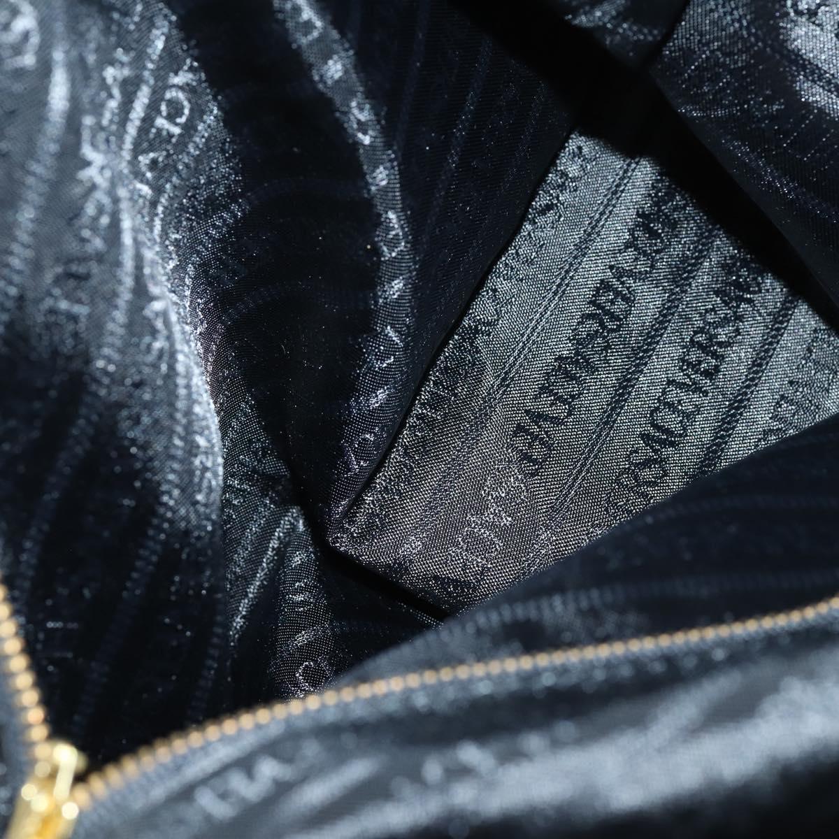 VERSACE Boston Bag Leather 2way Black Gold Auth am9495