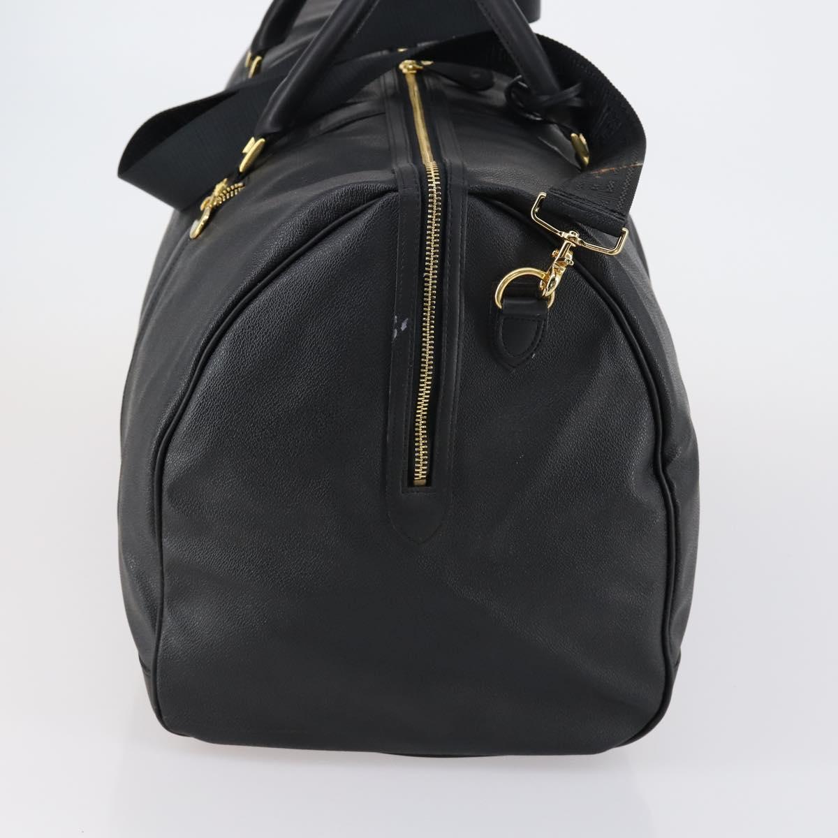 VERSACE Boston Bag Leather 2way Black Gold Auth am9495