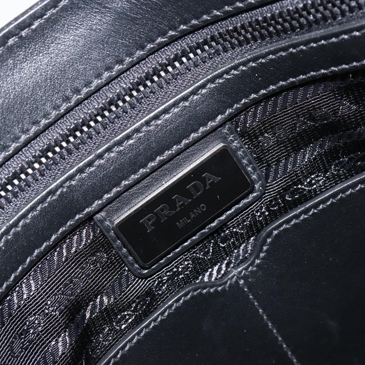 PRADA Shoulder Bag Leather Black Auth am9498V