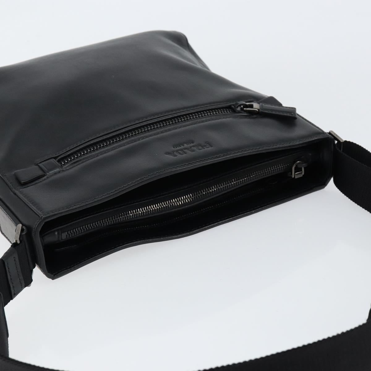 PRADA Shoulder Bag Leather Black Auth am9498V