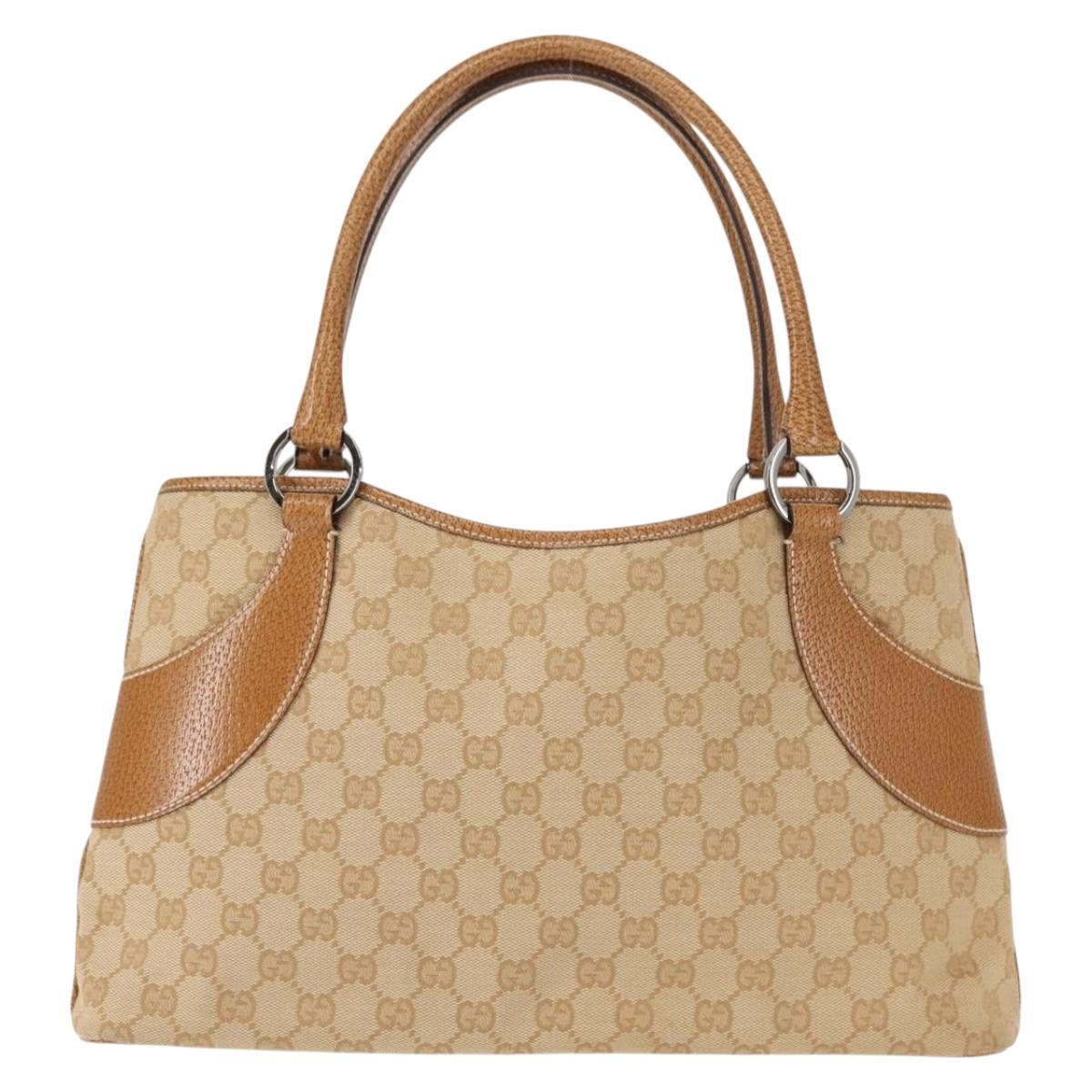 GUCCI GG Canvas Tote Bag Beige Brown 113015 Auth am9499V