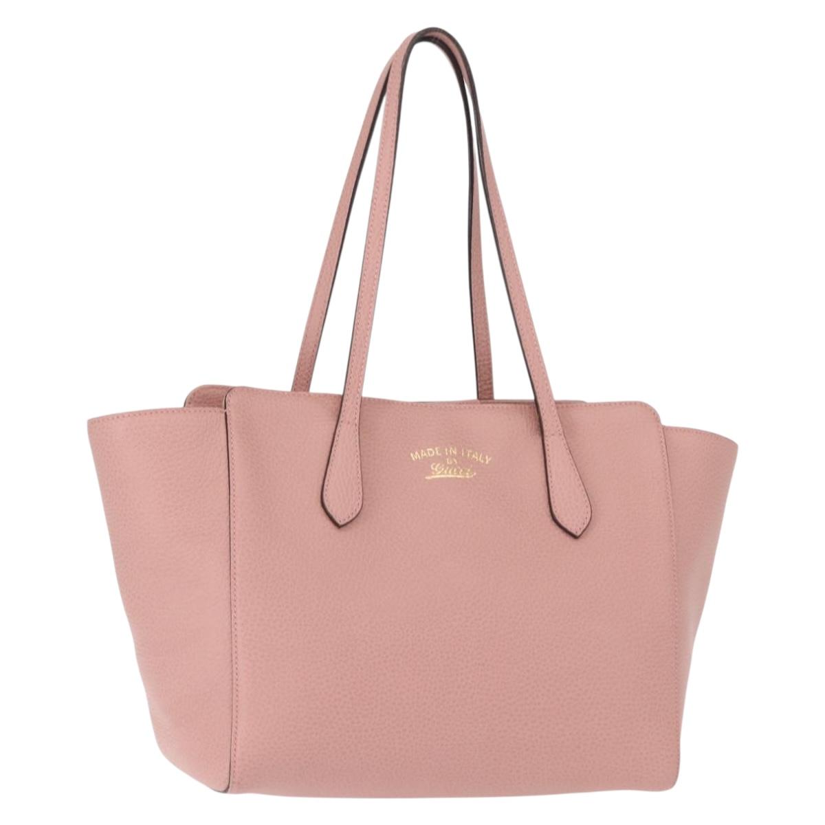 GUCCI Swing Tote Bag Leather Pink Gold 354408 Auth am9500