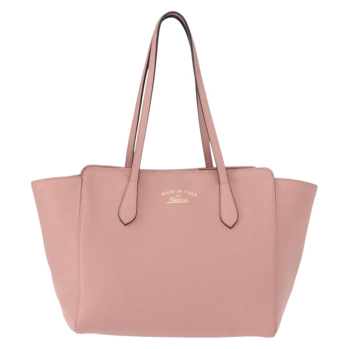 GUCCI Swing Tote Bag Leather Pink Gold 354408 Auth am9500