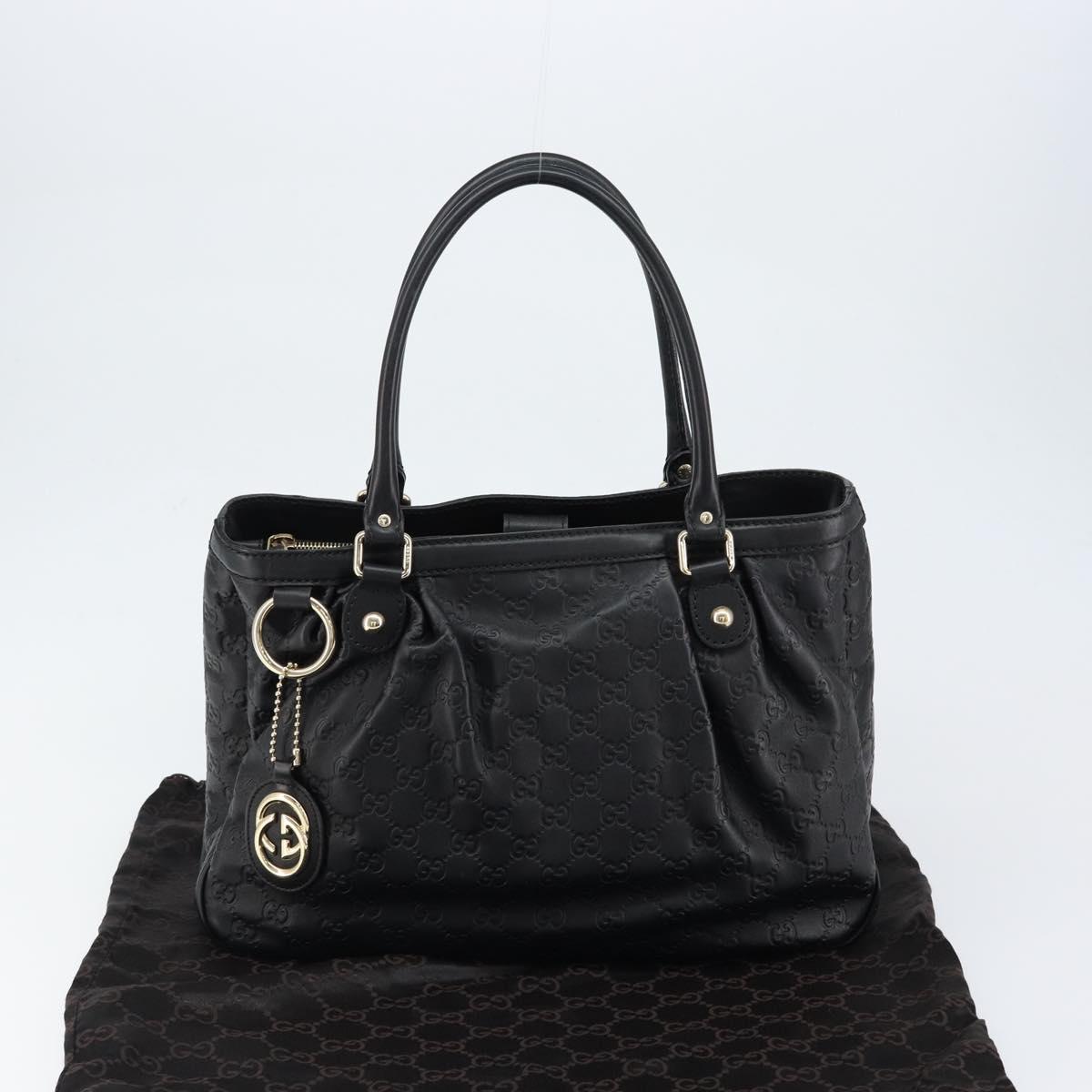 GUCCI GG Canvas Guccissima Tote Bag Leather Black Gold 296835 Auth am9501V