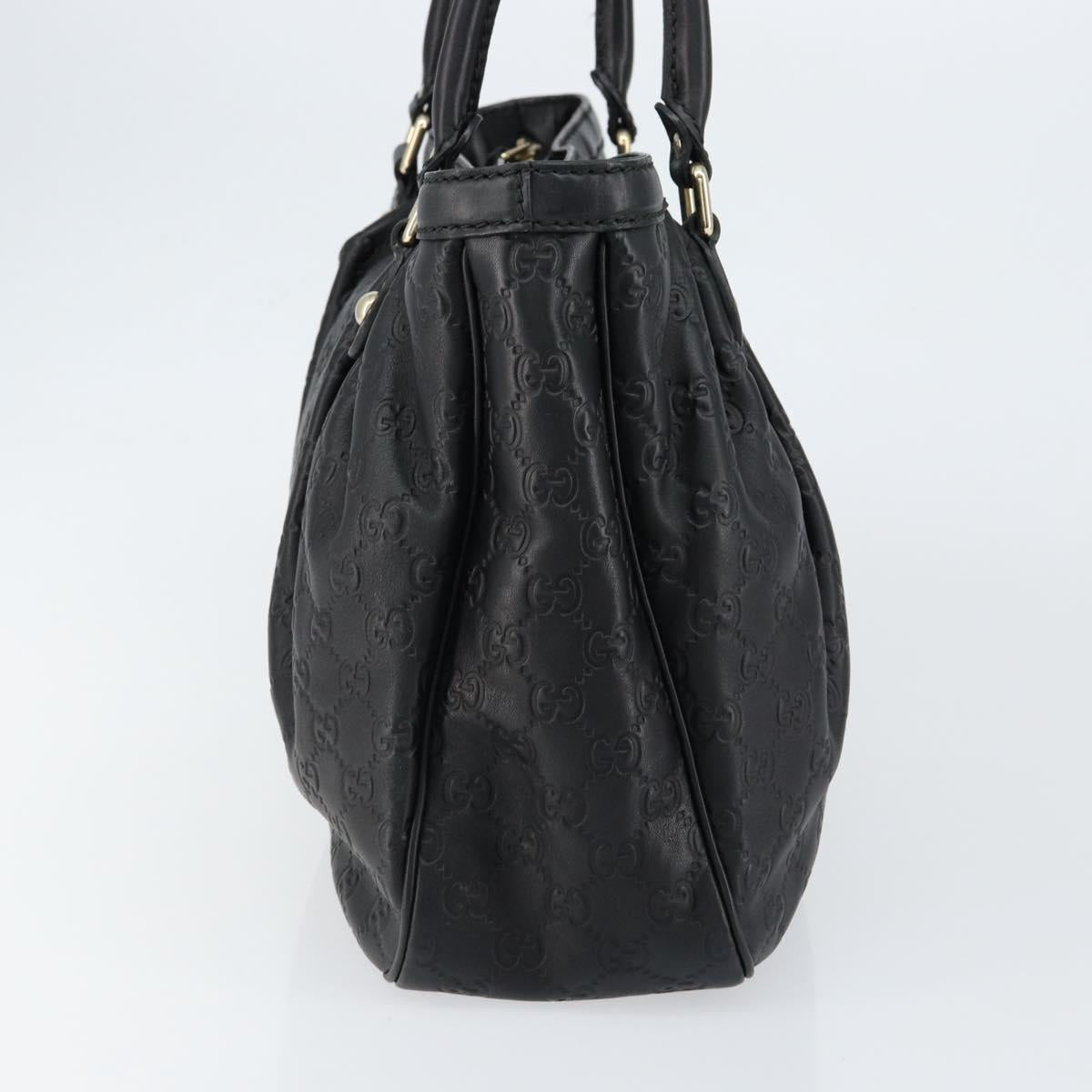 GUCCI GG Canvas Guccissima Tote Bag Leather Black Gold 296835 Auth am9501V