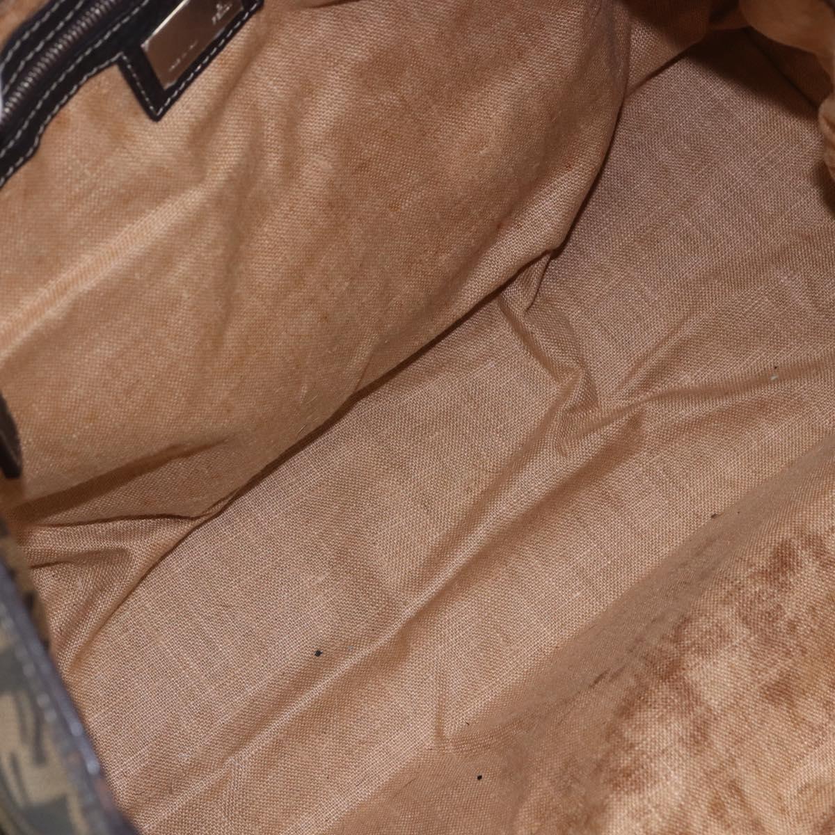 FENDI Zucca Canvas Celeria Tote Bag Black Brown Silver Auth am9502