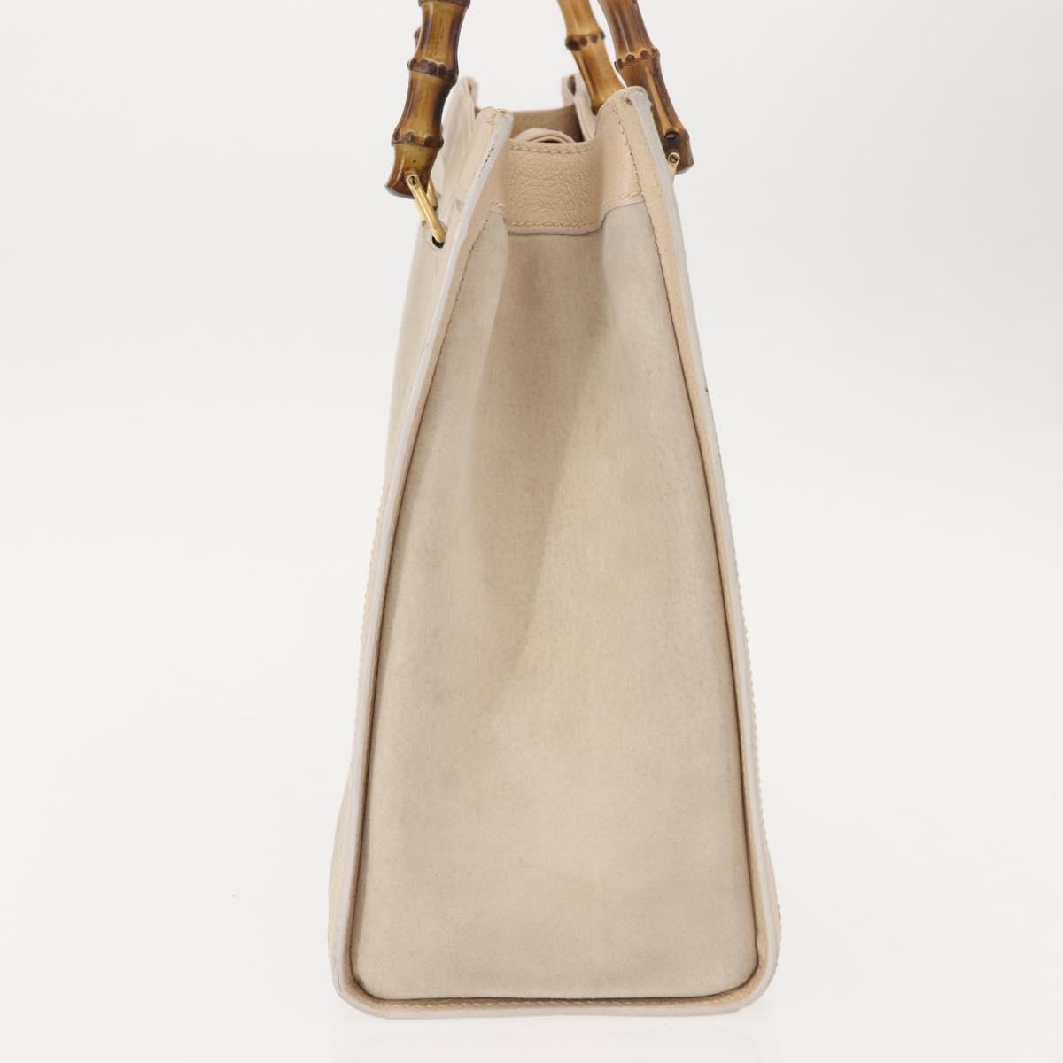 GUCCI Bamboo Hand Bag Suede Light Beige Gold 002 2853 0260 0 Auth am9506