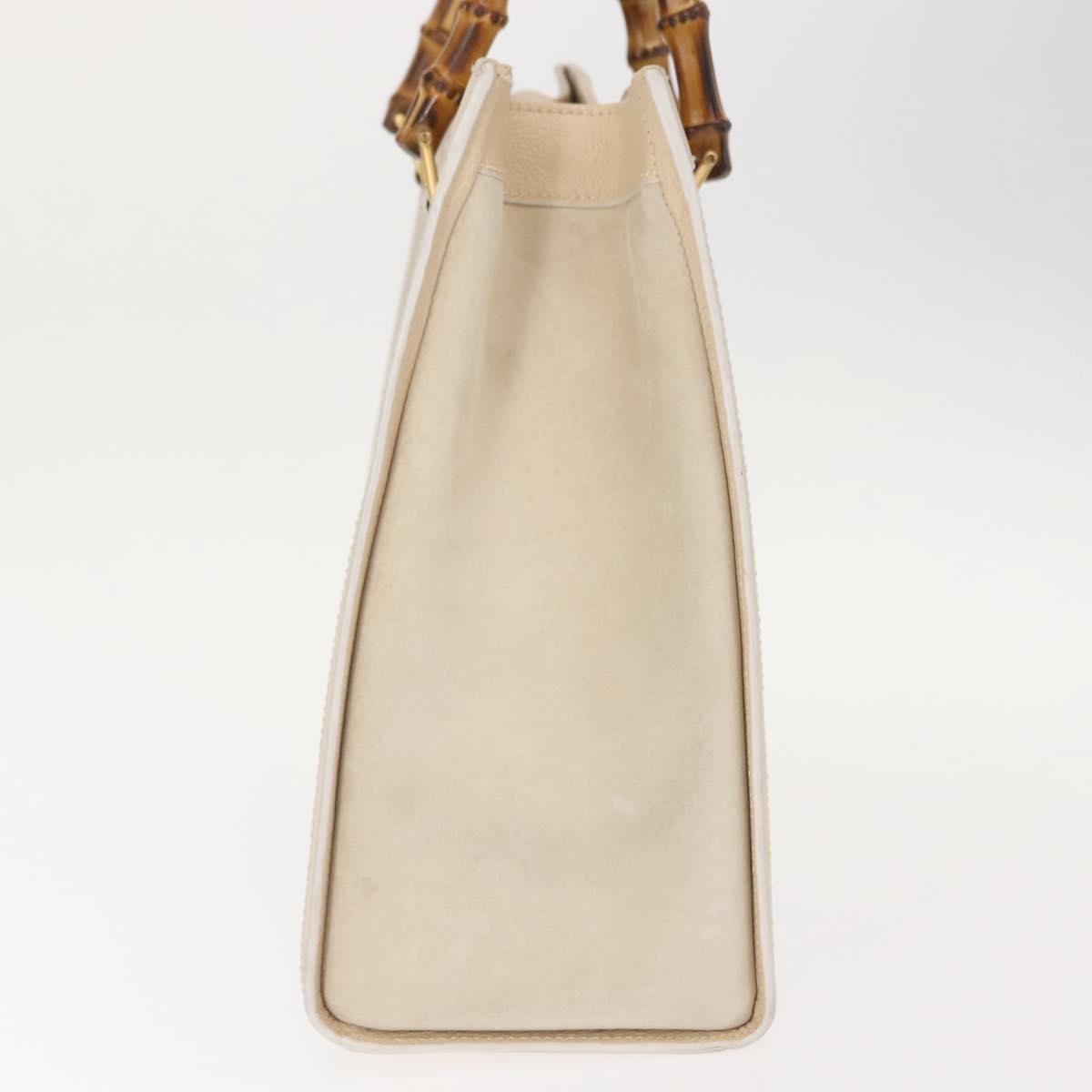 GUCCI Bamboo Hand Bag Suede Light Beige Gold 002 2853 0260 0 Auth am9506