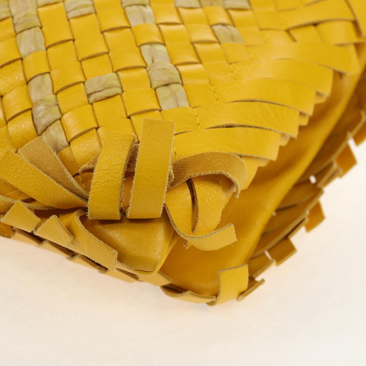 BOTTEGA VENETA INTRECCIATO Shoulder Bag Leather Yellow 239897 Auth am9513V