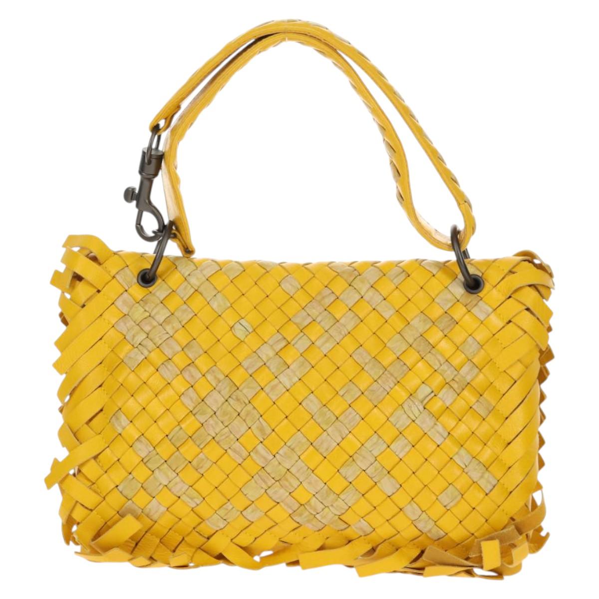 BOTTEGA VENETA INTRECCIATO Shoulder Bag Leather Yellow 239897 Auth am9513V