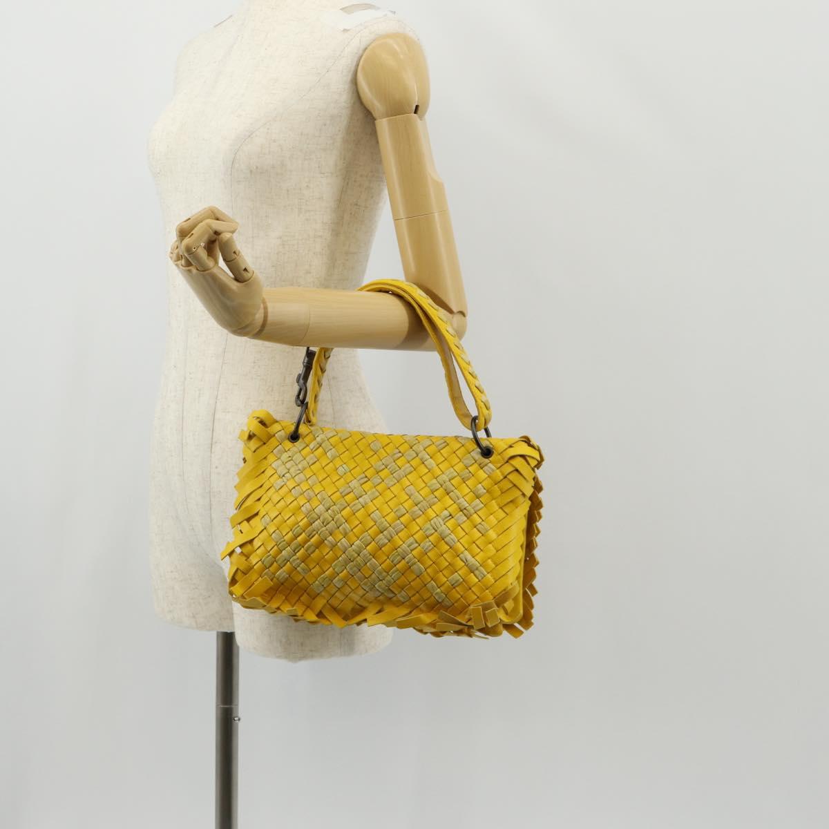 BOTTEGA VENETA INTRECCIATO Shoulder Bag Leather Yellow 239897 Auth am9513V