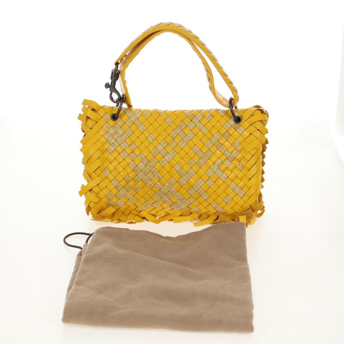 BOTTEGA VENETA INTRECCIATO Shoulder Bag Leather Yellow 239897 Auth am9513V