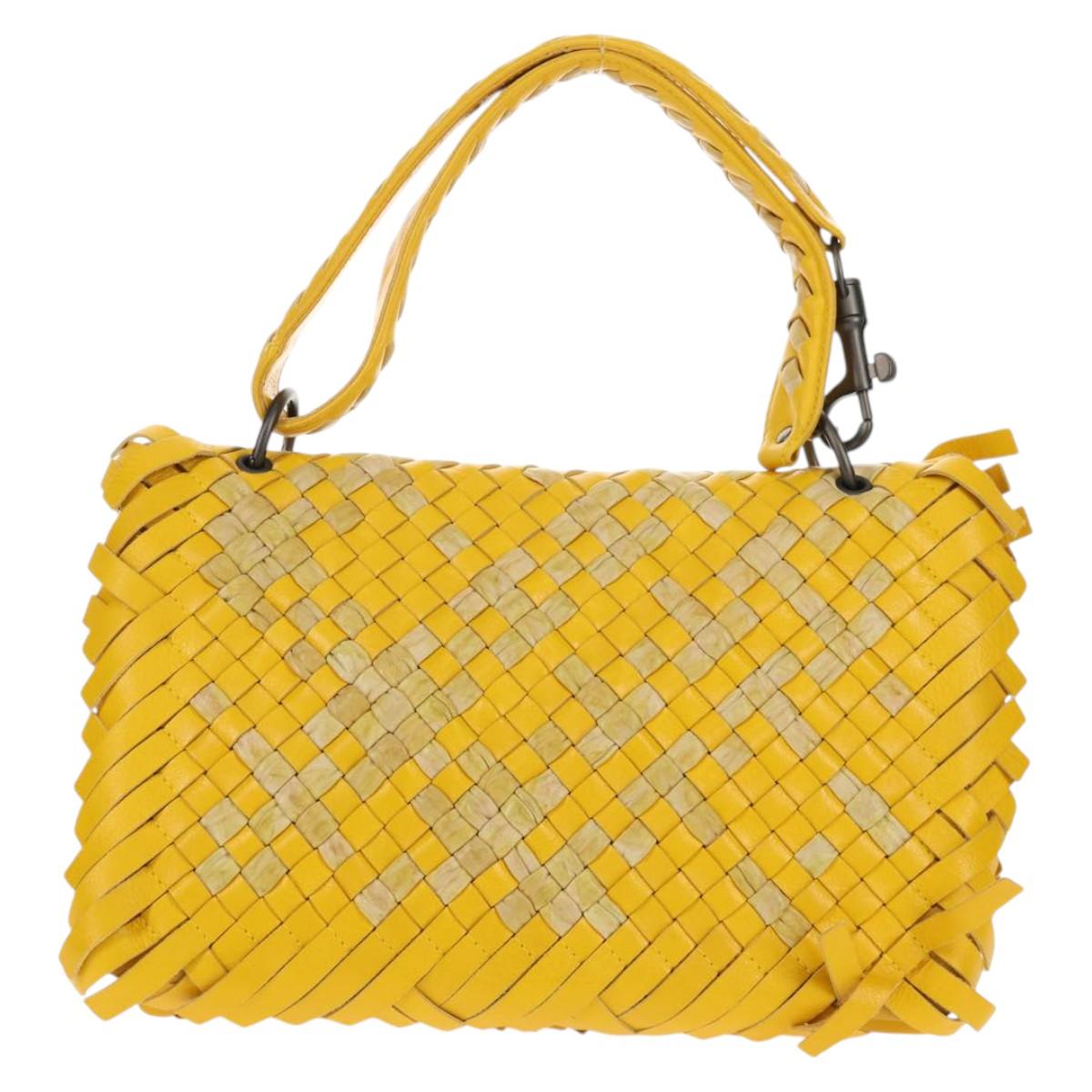 BOTTEGA VENETA INTRECCIATO Shoulder Bag Leather Yellow 239897 Auth am9513V
