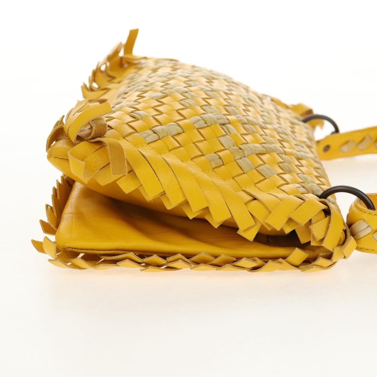 BOTTEGA VENETA INTRECCIATO Shoulder Bag Leather Yellow 239897 Auth am9513V