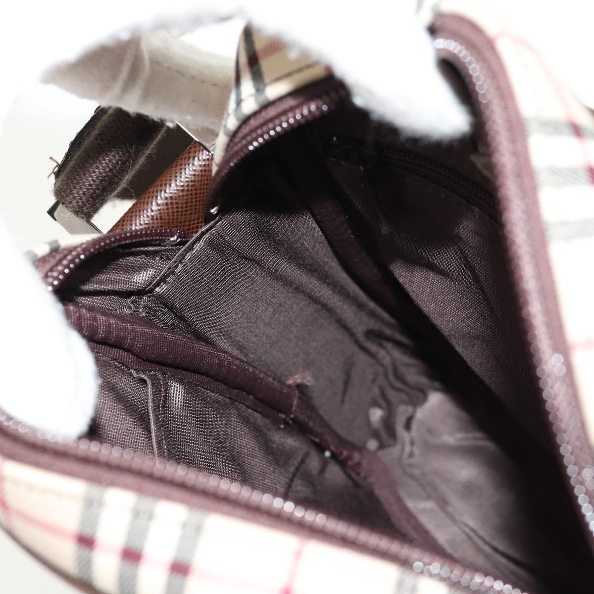 BURBERRY Nova Check Shoulder Bag Canvas Beige Silver Auth am9514V