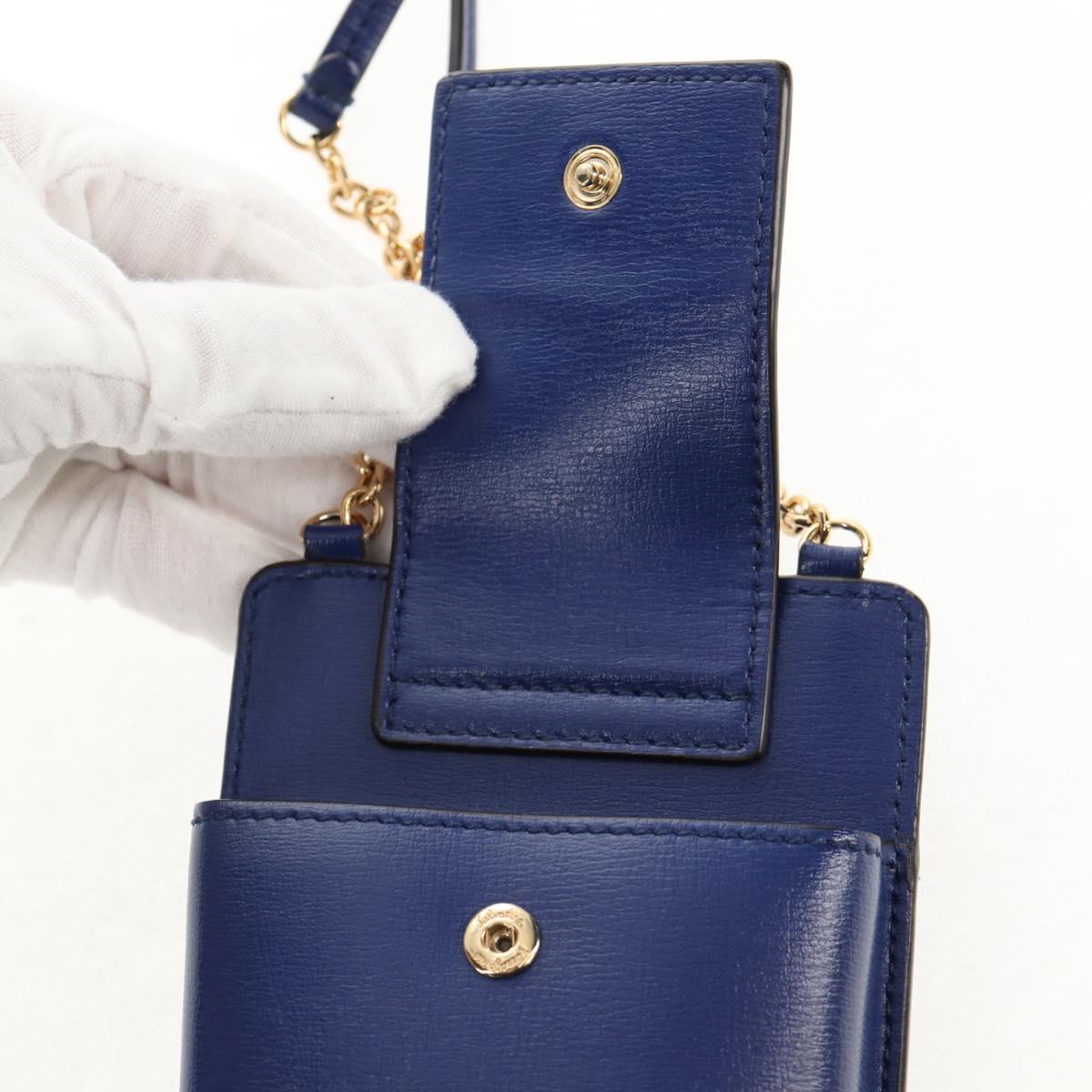 Salvatore Ferragamo Vara Chain Shoulder Phone Case Vala Blue Auth am9515V