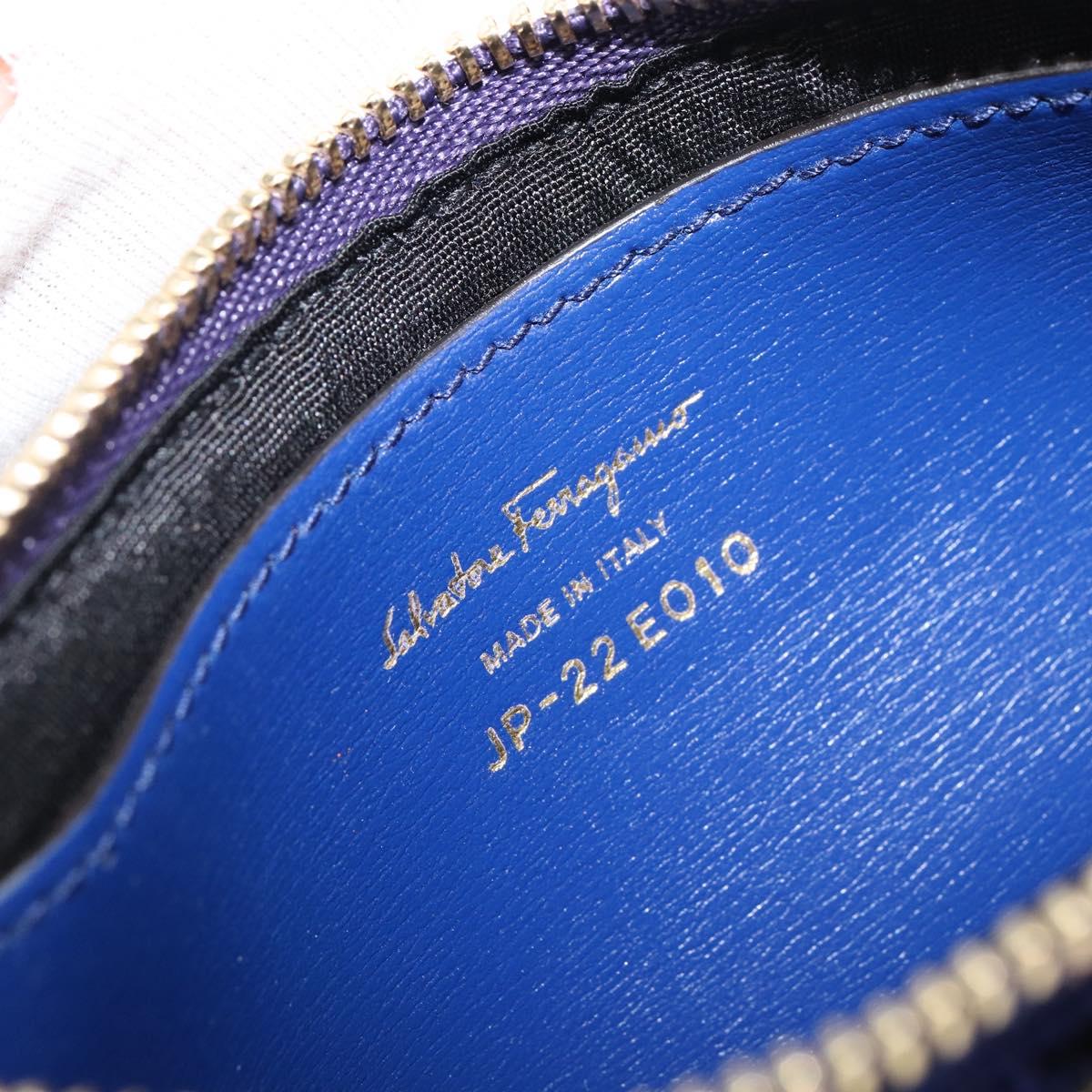 Salvatore Ferragamo Card Case Coin Purse Leather Blue Auth am9516V