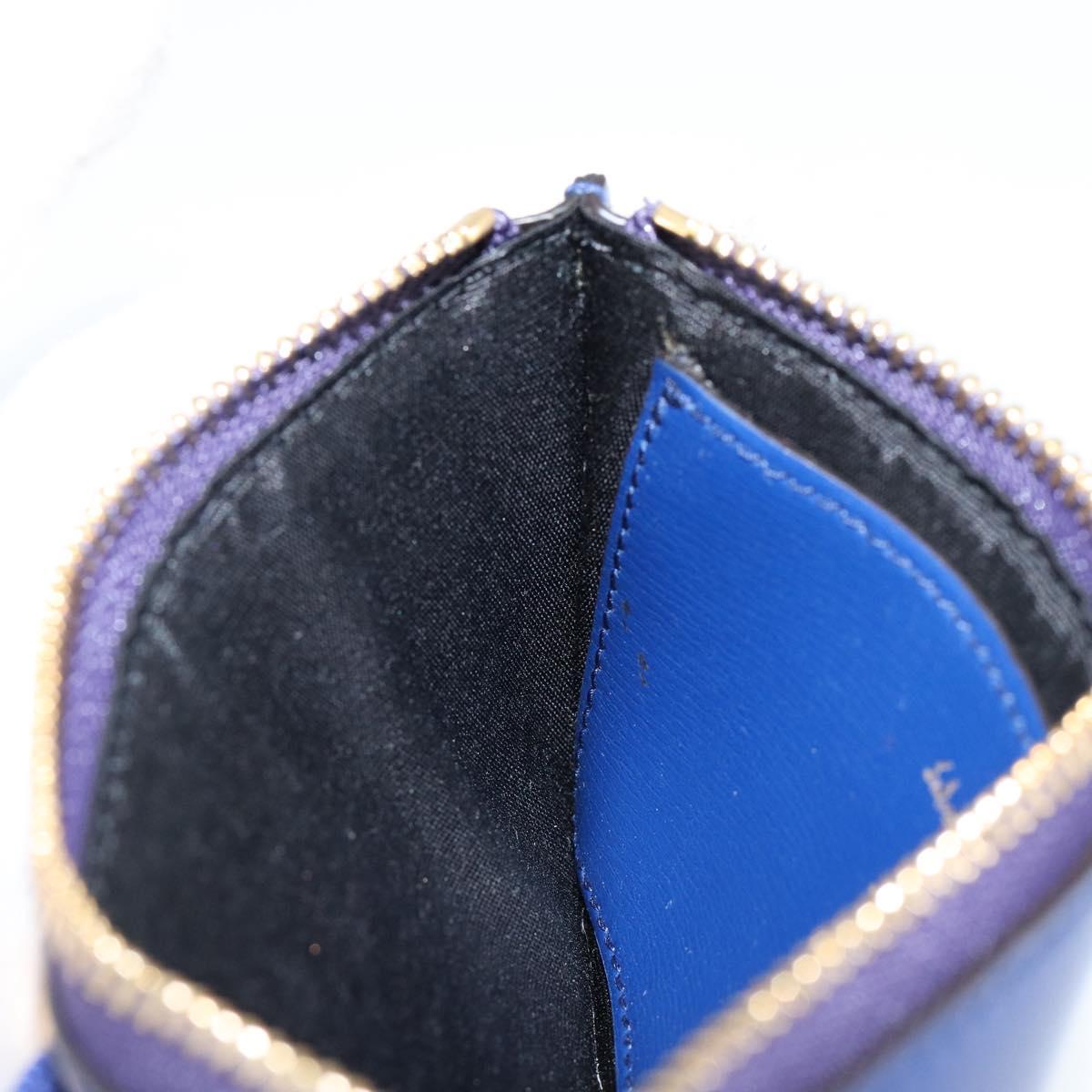 Salvatore Ferragamo Card Case Coin Purse Leather Blue Auth am9516V