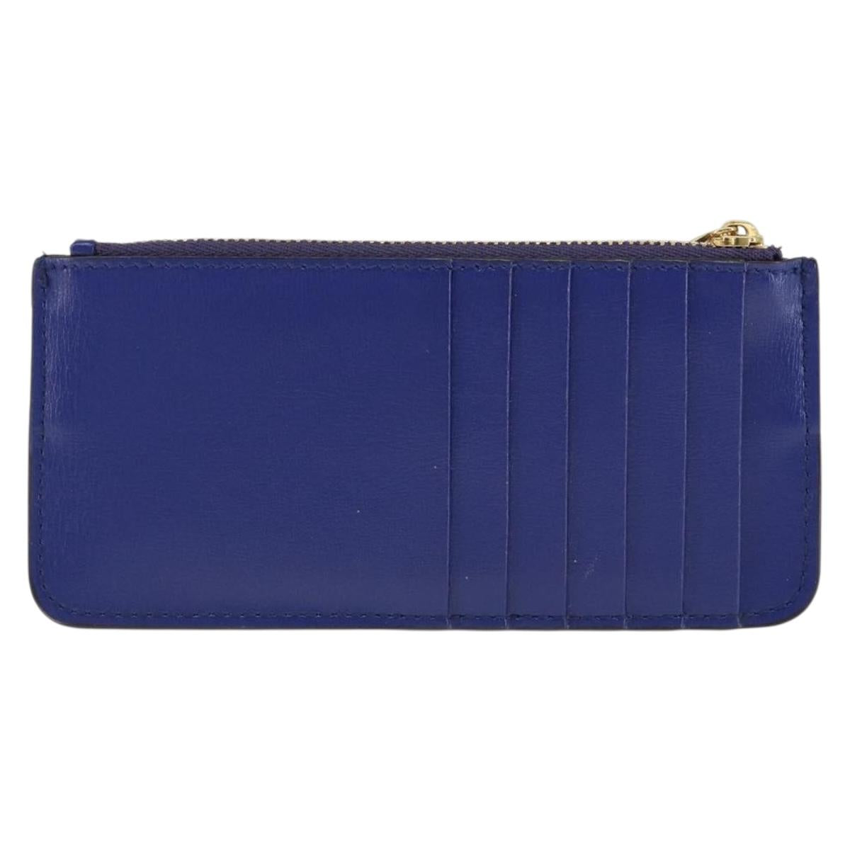 Salvatore Ferragamo Card Case Coin Purse Leather Blue Auth am9516V