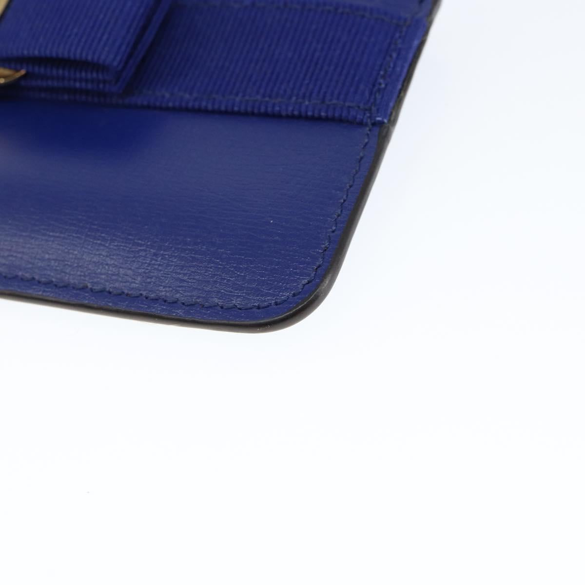 Salvatore Ferragamo Card Case Coin Purse Leather Blue Auth am9516V