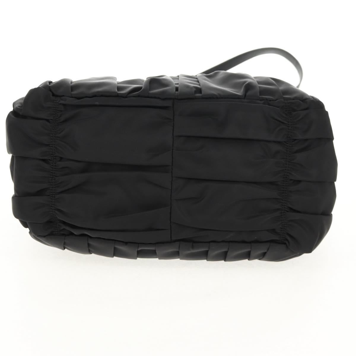 PRADA Gathered Hand Bag Nylon 2way Black Gold Auth am9517V