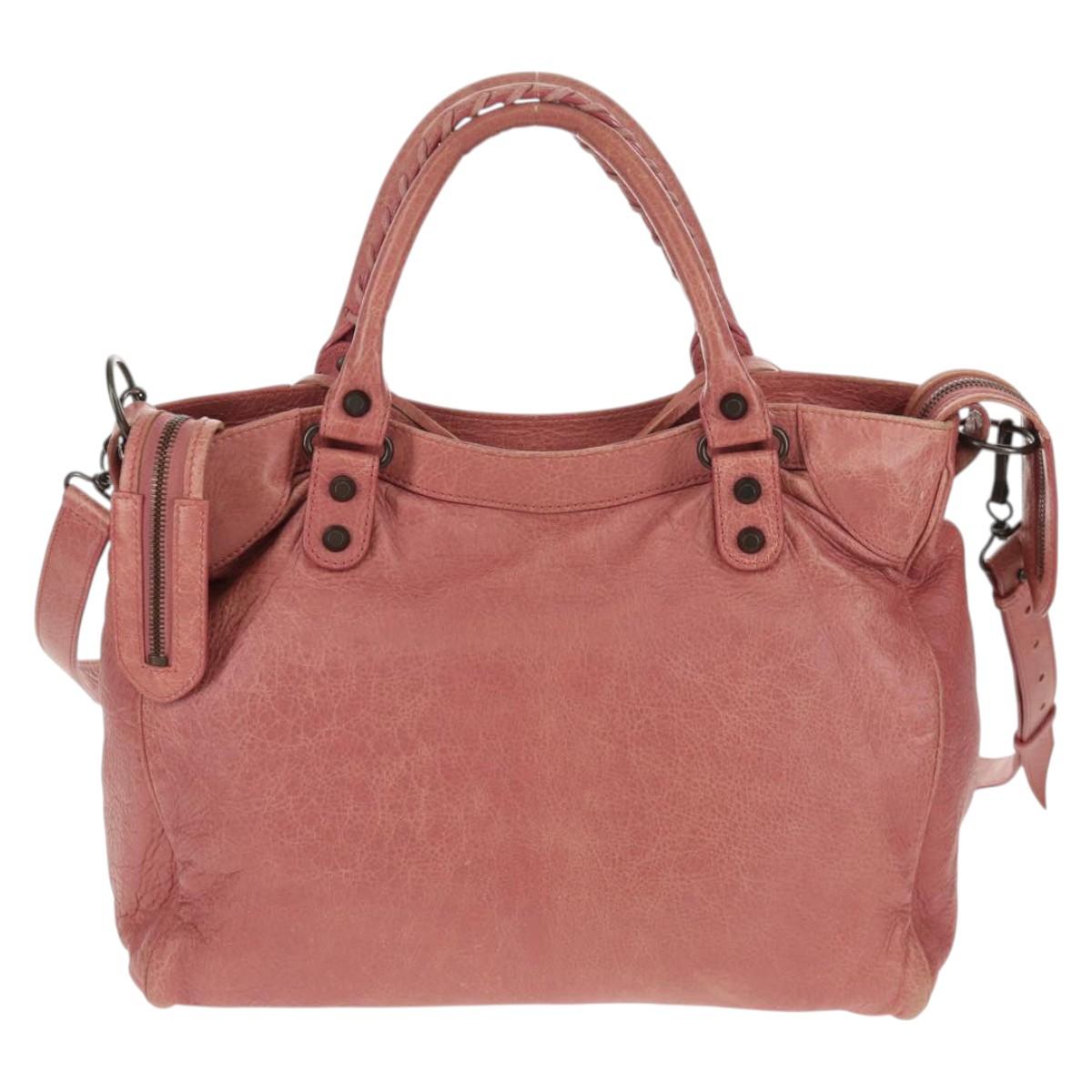 BALENCIAGA Classic Vero Hand Bag Leather 2way Pink 235216 Auth am9519V