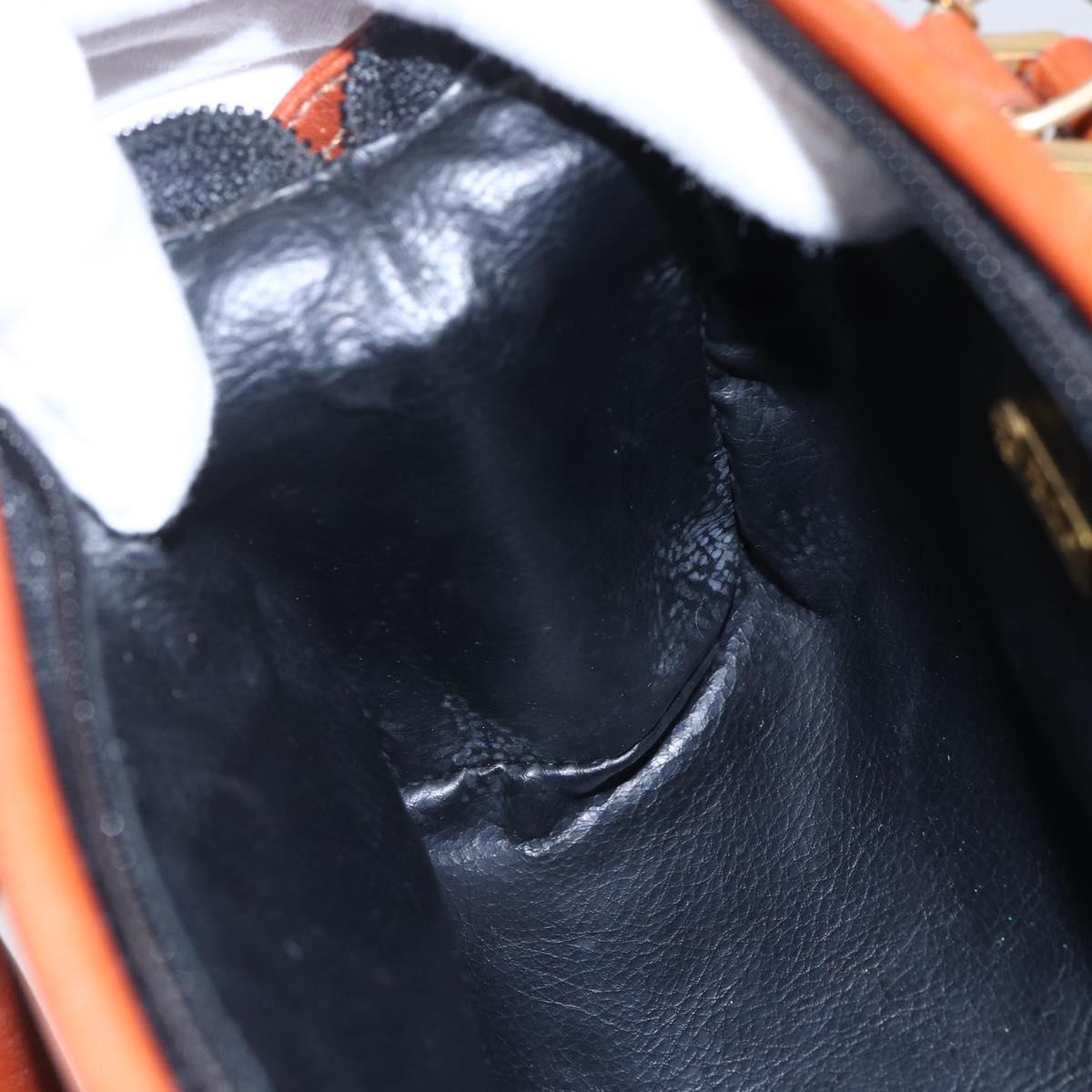 FENDI Pecan Canvas Mini Boston Bag PVC 2way Black Brown gold Auth am9531V