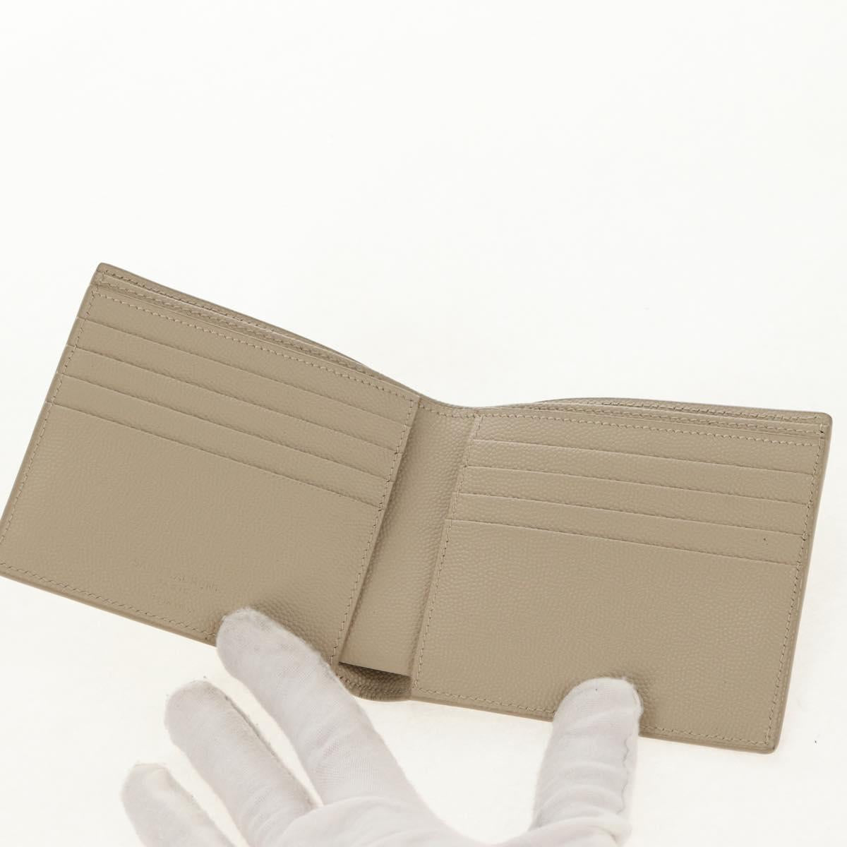 SAINT LAURENT Wallet Leather Beige Auth am9533M