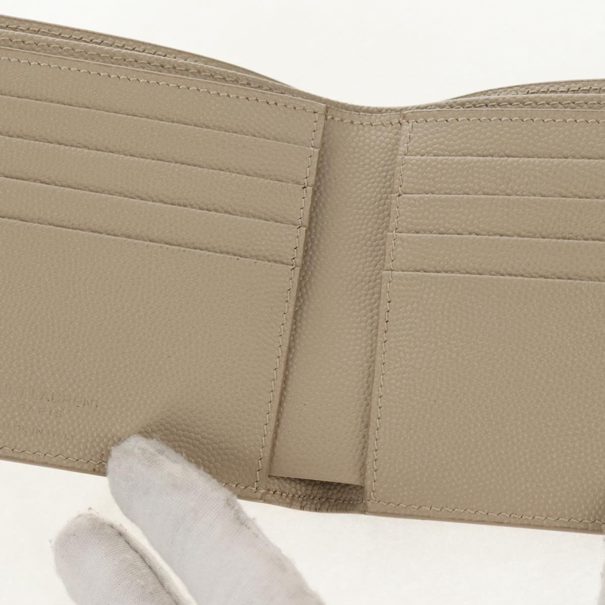 SAINT LAURENT Wallet Leather Beige Auth am9533M