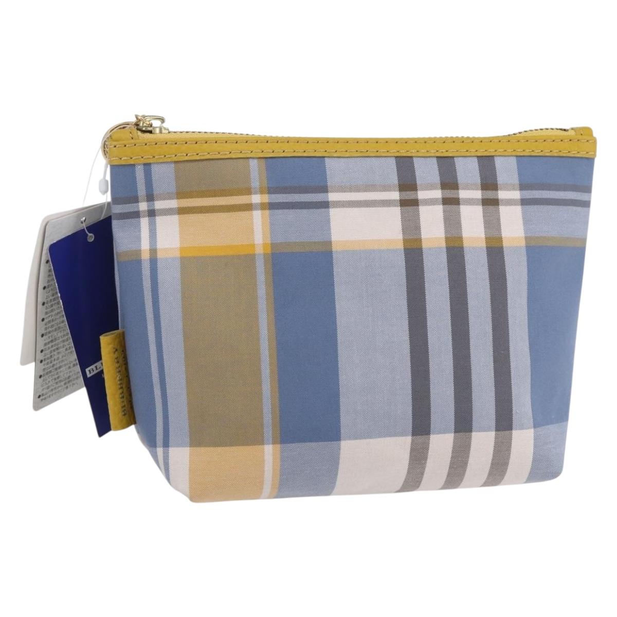 BURBERRY Nova Check Pouch Canvas Light Blue Auth am9536V