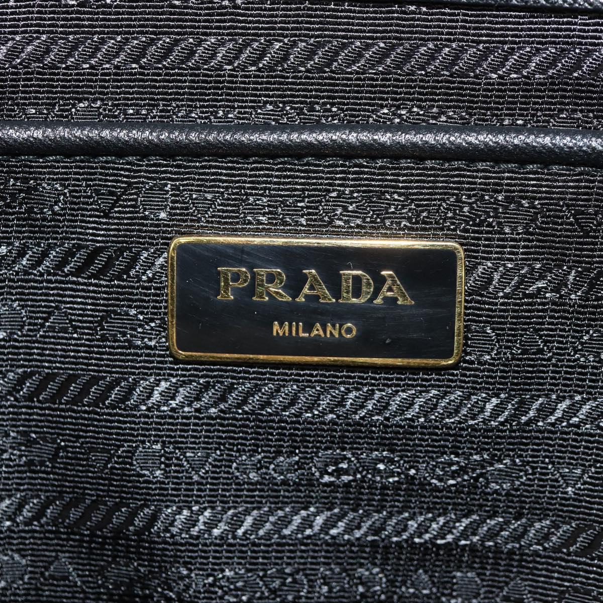 PRADA Tote Bag Nylon 2way Black Gold Auth am9548V