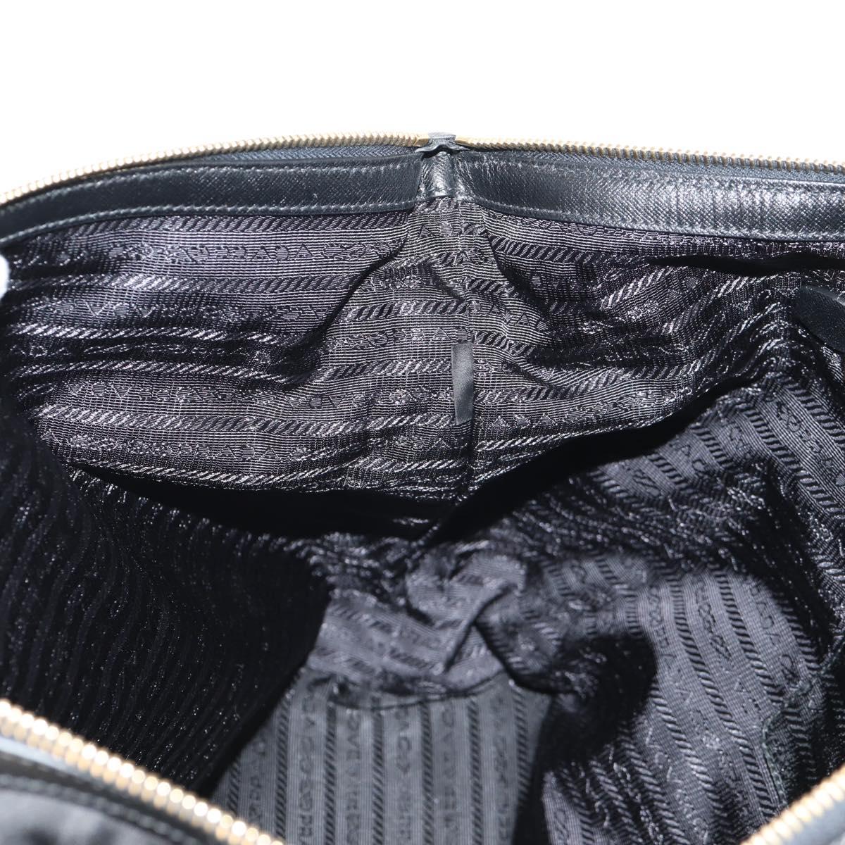 PRADA Tote Bag Nylon 2way Black Gold Auth am9548V