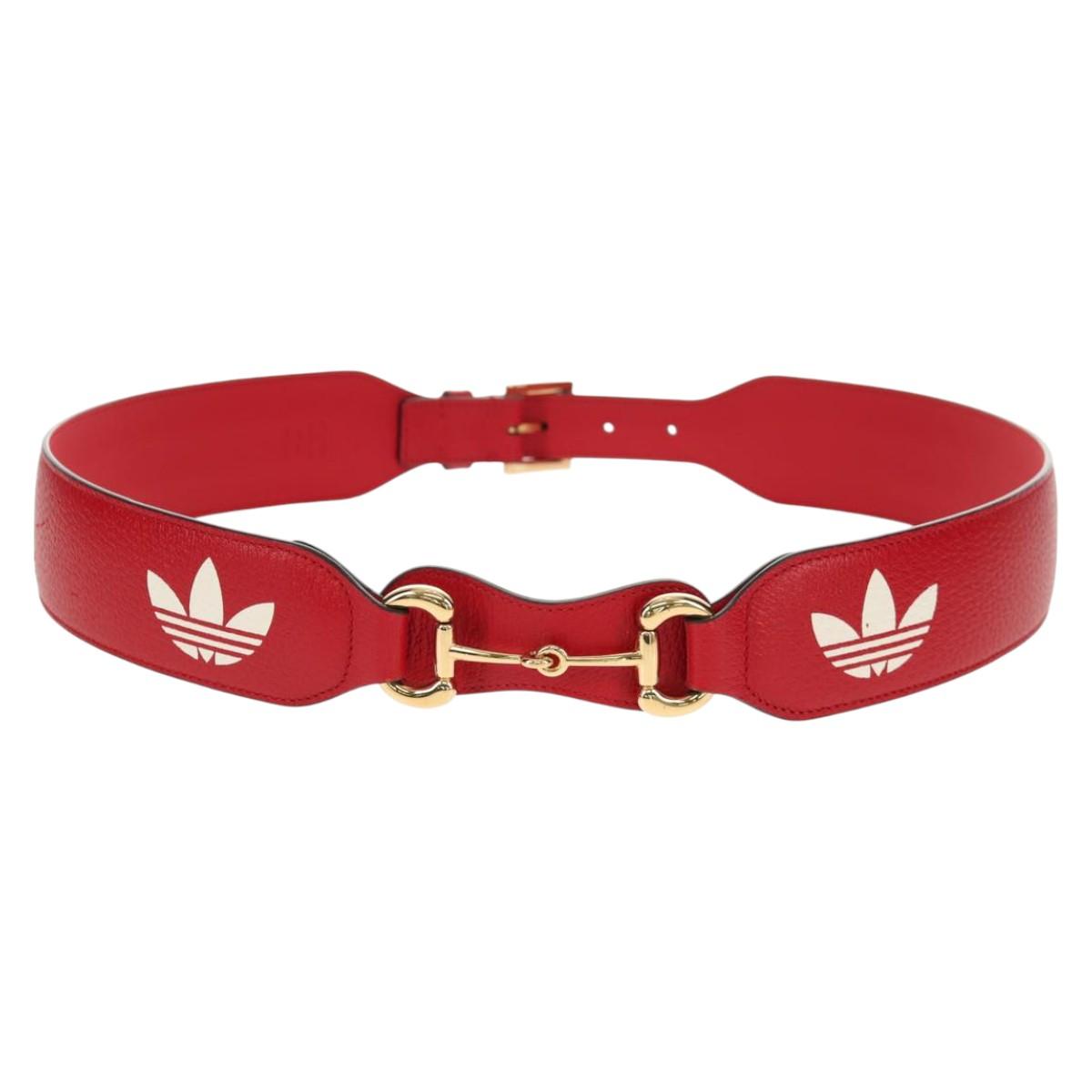 GUCCI Horsebit GUCCI × ADIDAS Belt Leather 40.6"" Red 625854 Auth am9549M