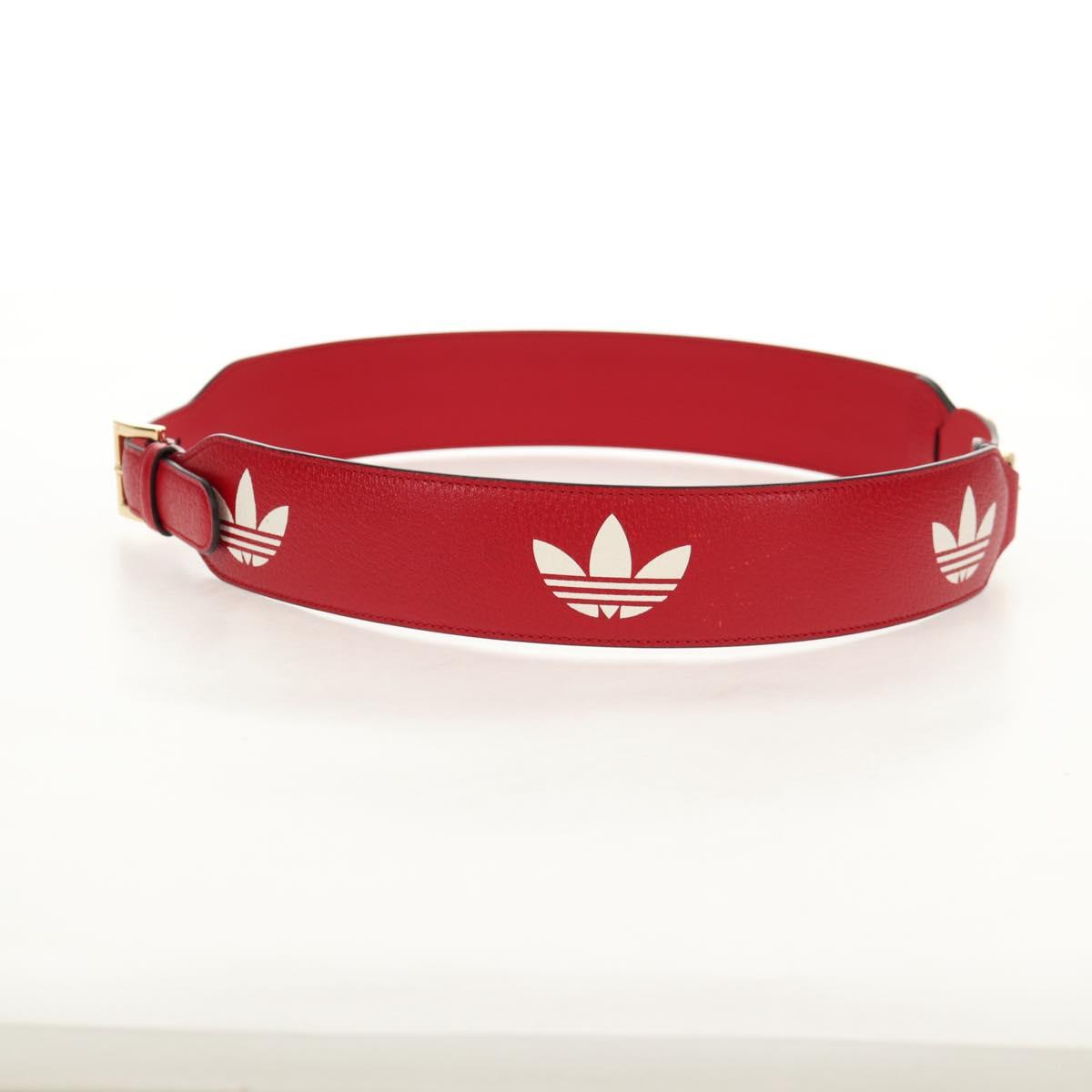 GUCCI Horsebit GUCCI × ADIDAS Belt Leather 40.6"" Red 625854 Auth am9549M