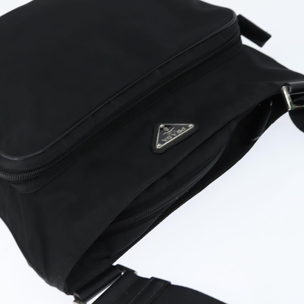 PRADA Shoulder Bag Nylon Black Silver Auth am9553