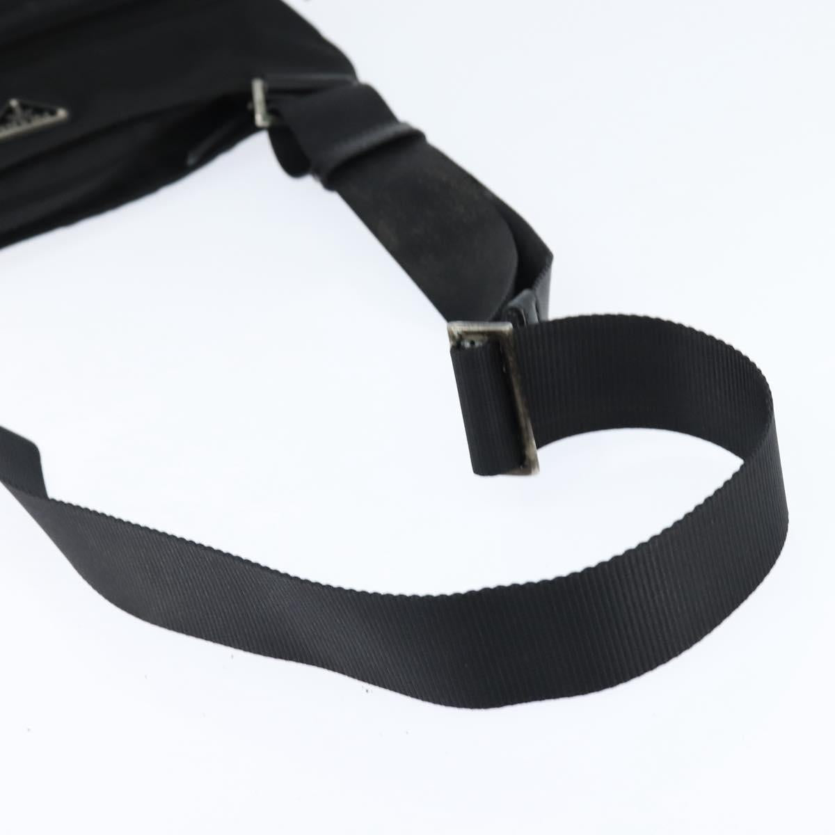 PRADA Shoulder Bag Nylon Black Silver Auth am9553