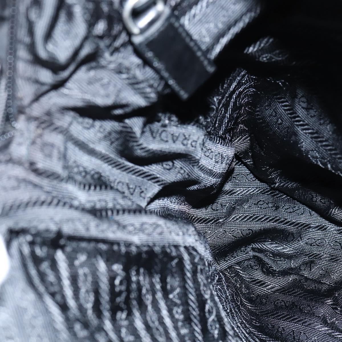 PRADA Shoulder Bag Nylon Black Silver Auth am9554