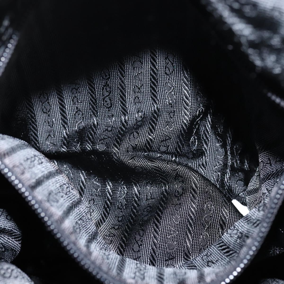 PRADA Shoulder Bag Nylon Black Silver Auth am9554