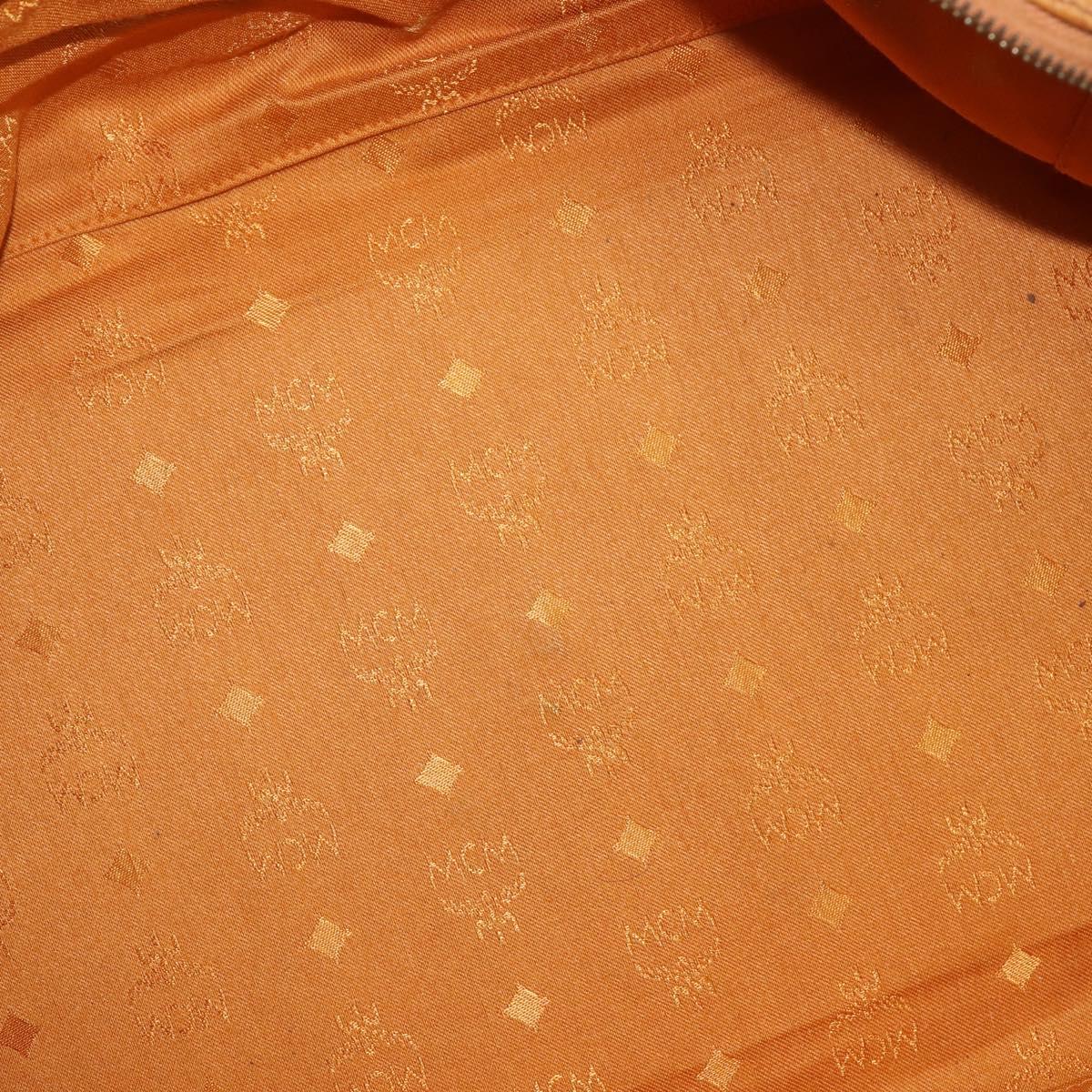 MCM Logogram Vicetos Boston Bag PVC Leather 2way Brown Gold Auth am9555