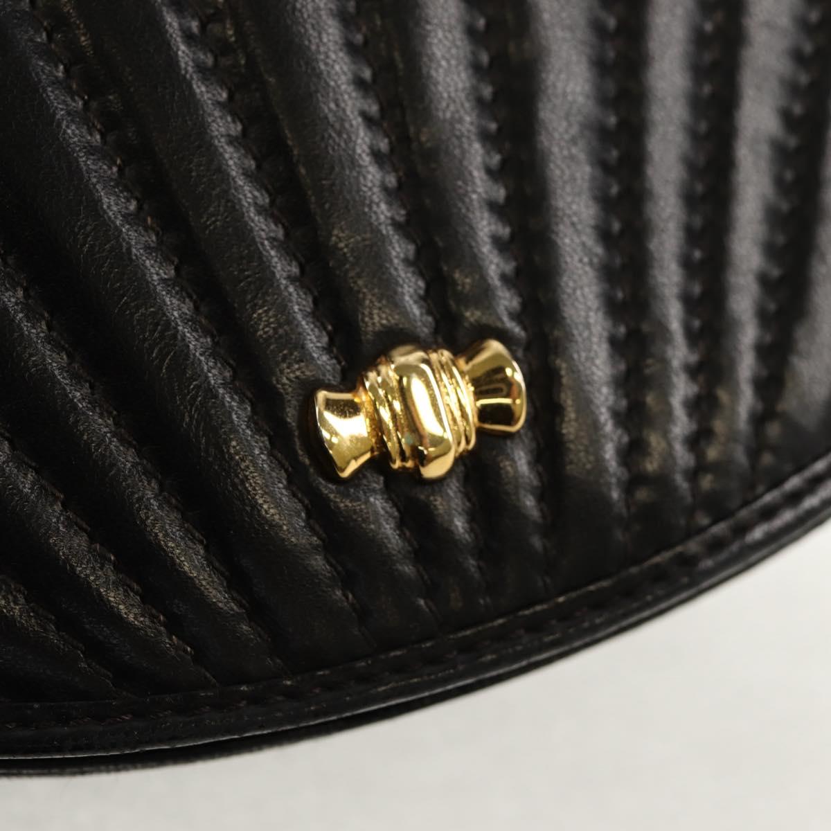 TIFFANY&Co. Hand Bag Leather 2way Black Gold Auth am9561V