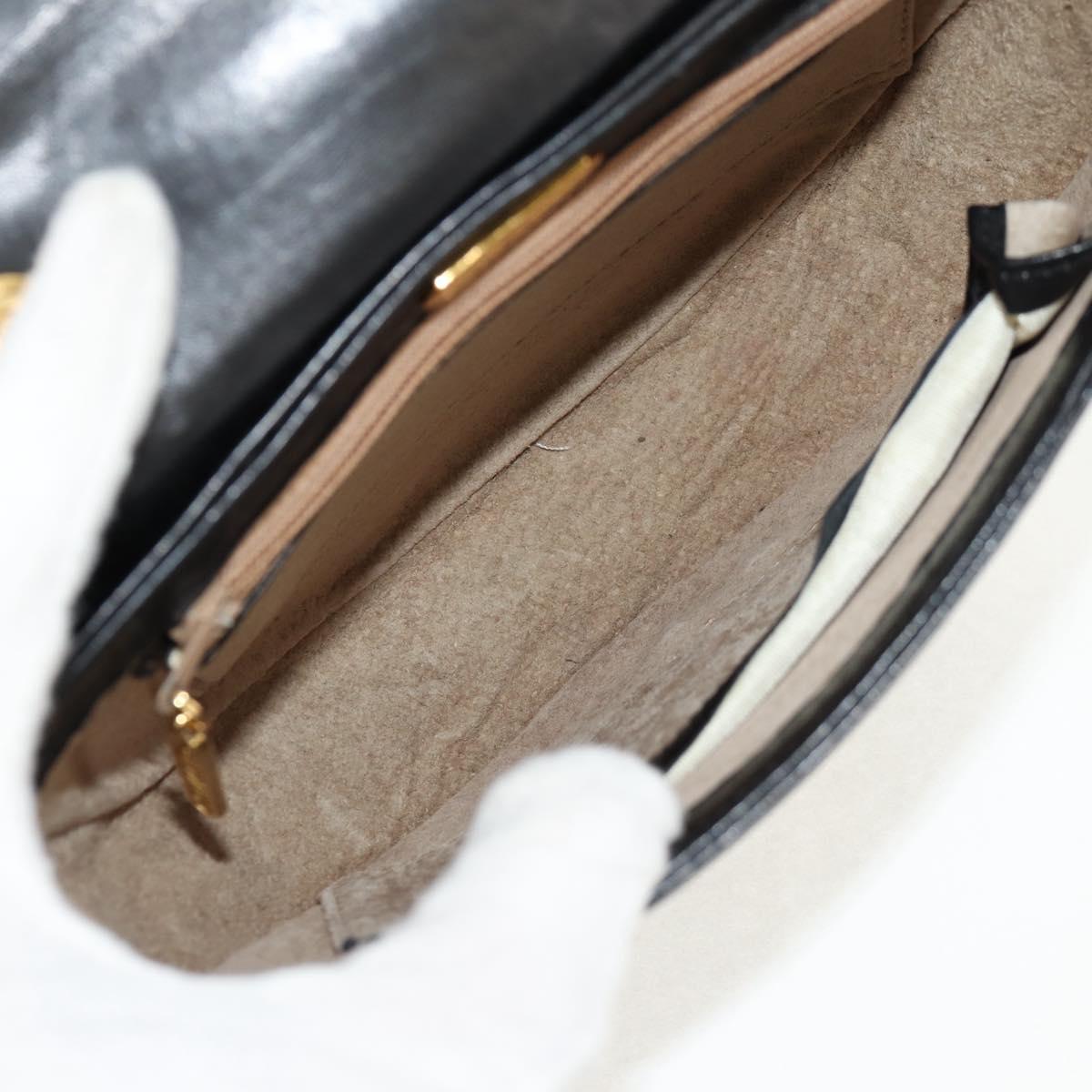 TIFFANY&Co. Hand Bag Leather 2way Black Gold Auth am9561V