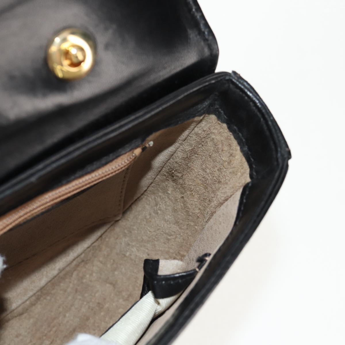 TIFFANY&Co. Hand Bag Leather 2way Black Gold Auth am9561V