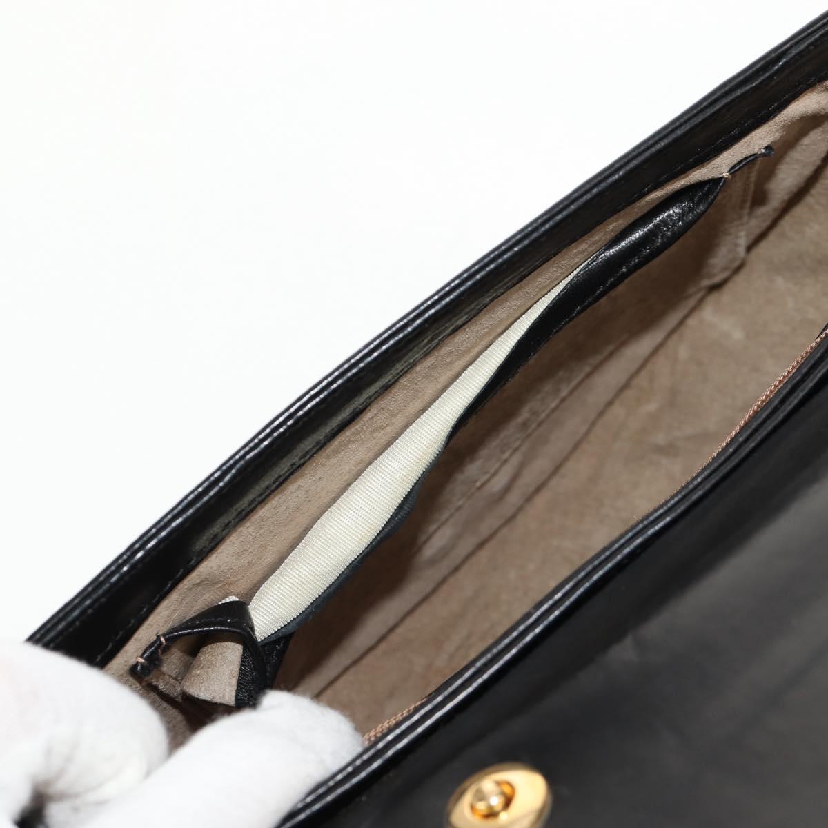 TIFFANY&Co. Hand Bag Leather 2way Black Gold Auth am9561V