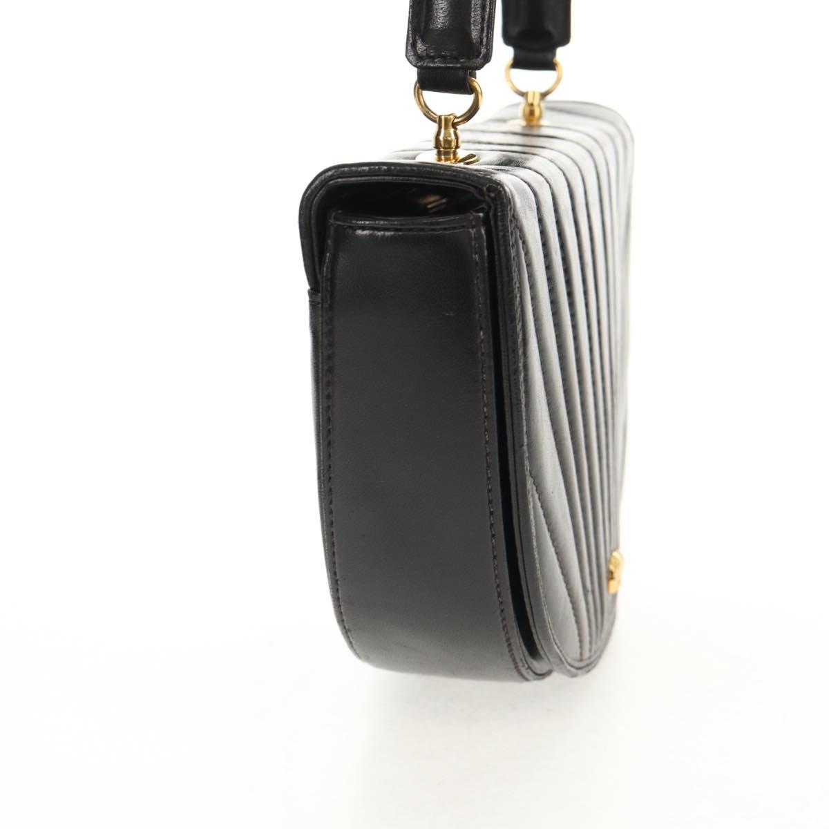 TIFFANY&Co. Hand Bag Leather 2way Black Gold Auth am9561V