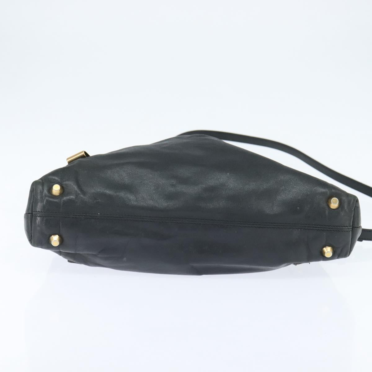 Chloe Victoria Hand Bag Leather 2way Black Gold Auth am9563