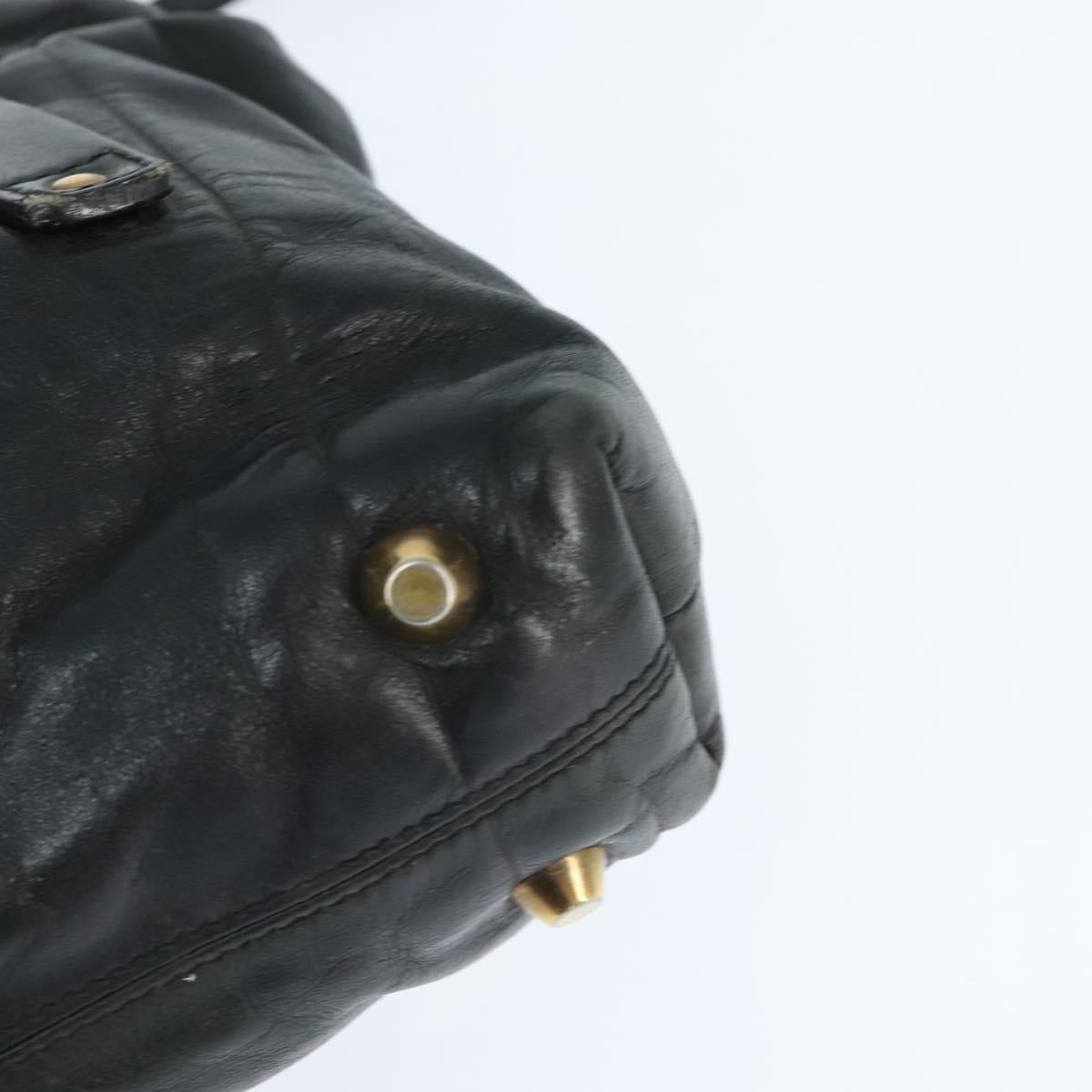 Chloe Victoria Hand Bag Leather 2way Black Gold Auth am9563