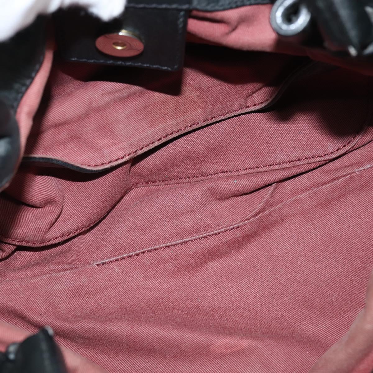 Chloe Victoria Hand Bag Leather 2way Black Gold Auth am9563