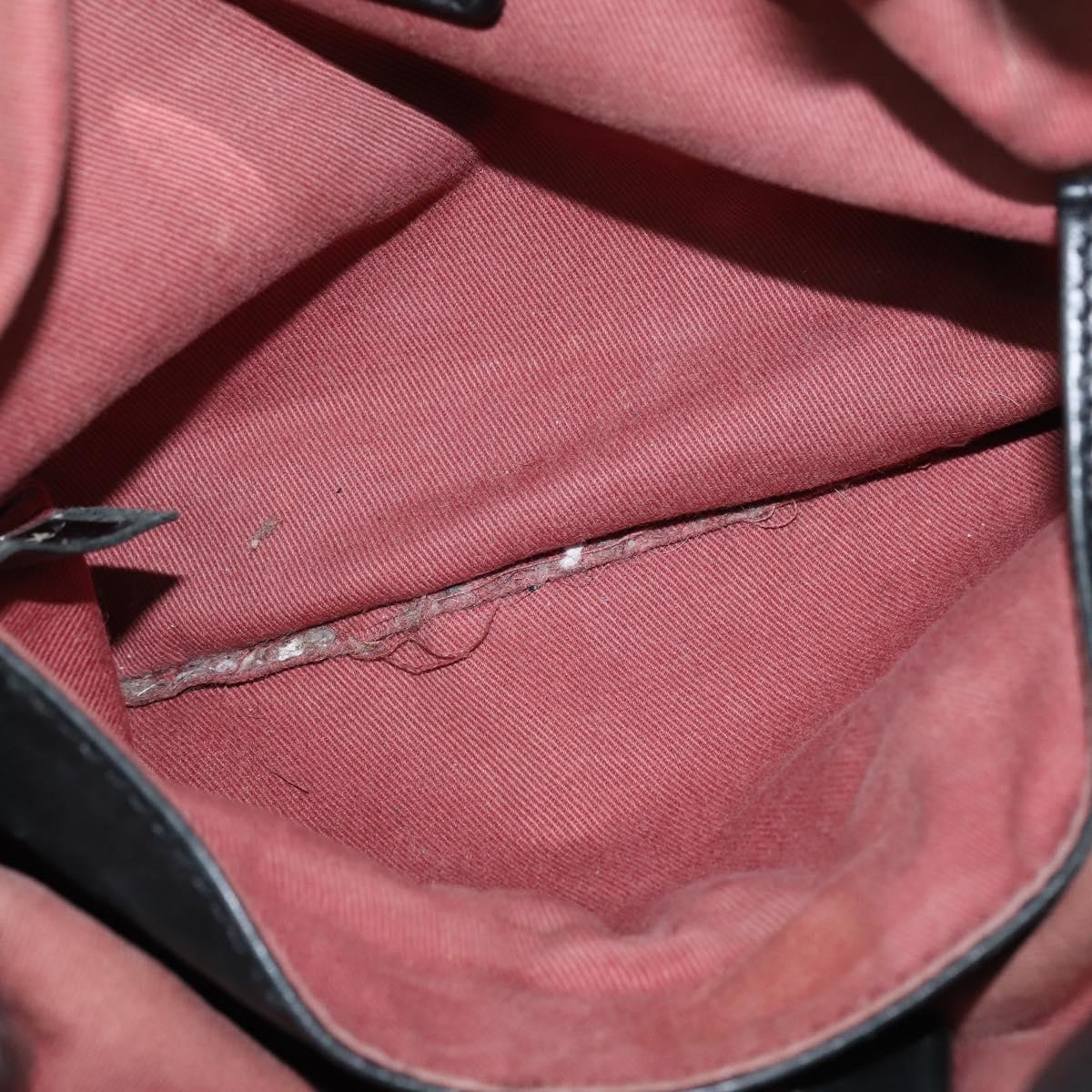 Chloe Victoria Hand Bag Leather 2way Black Gold Auth am9563