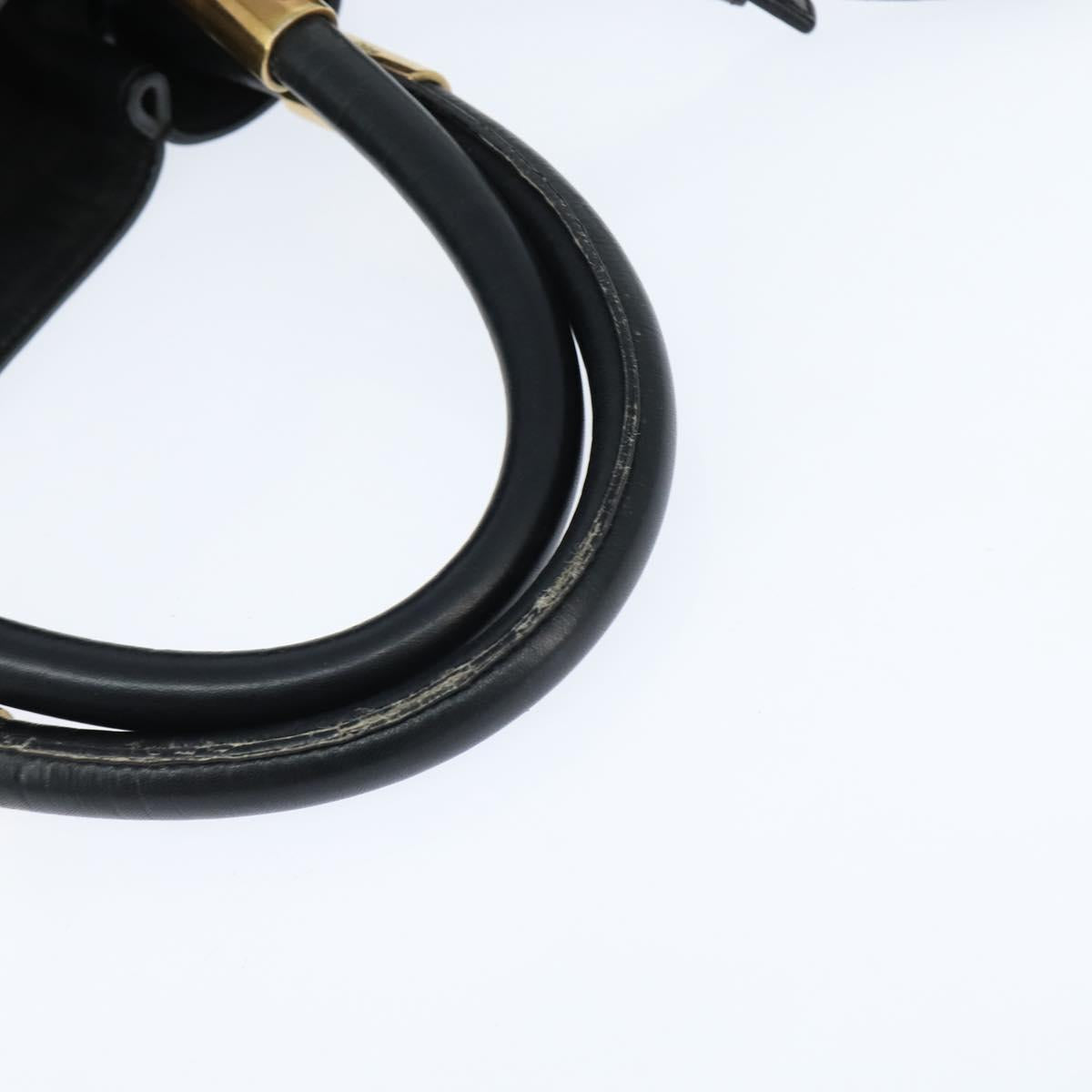 Chloe Victoria Hand Bag Leather 2way Black Gold Auth am9563