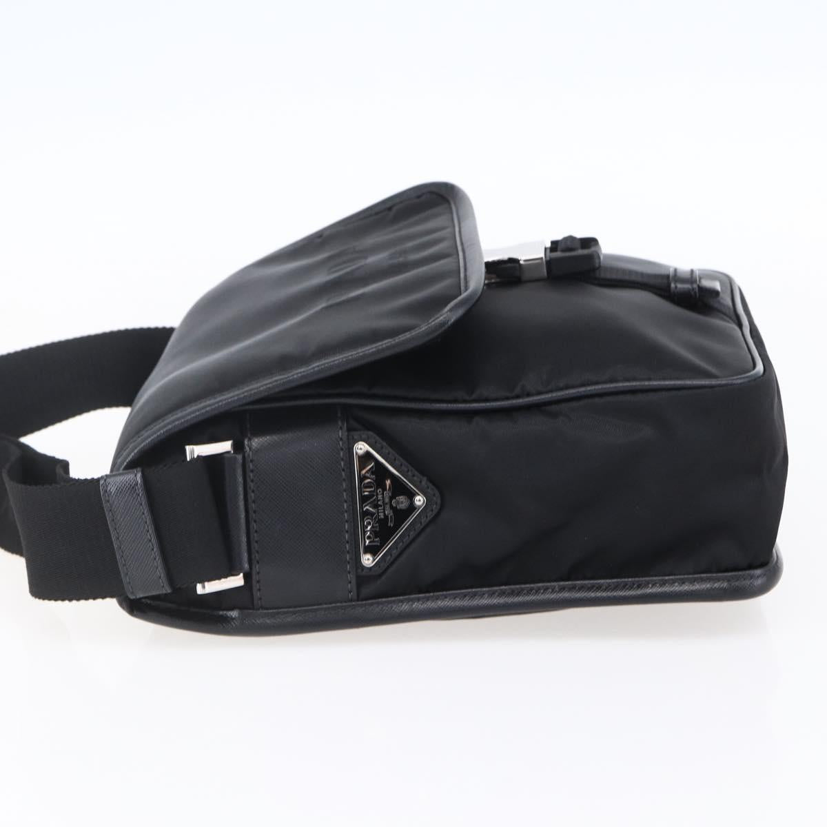PRADA Shoulder Bag Nylon Black Silver Auth am9570V